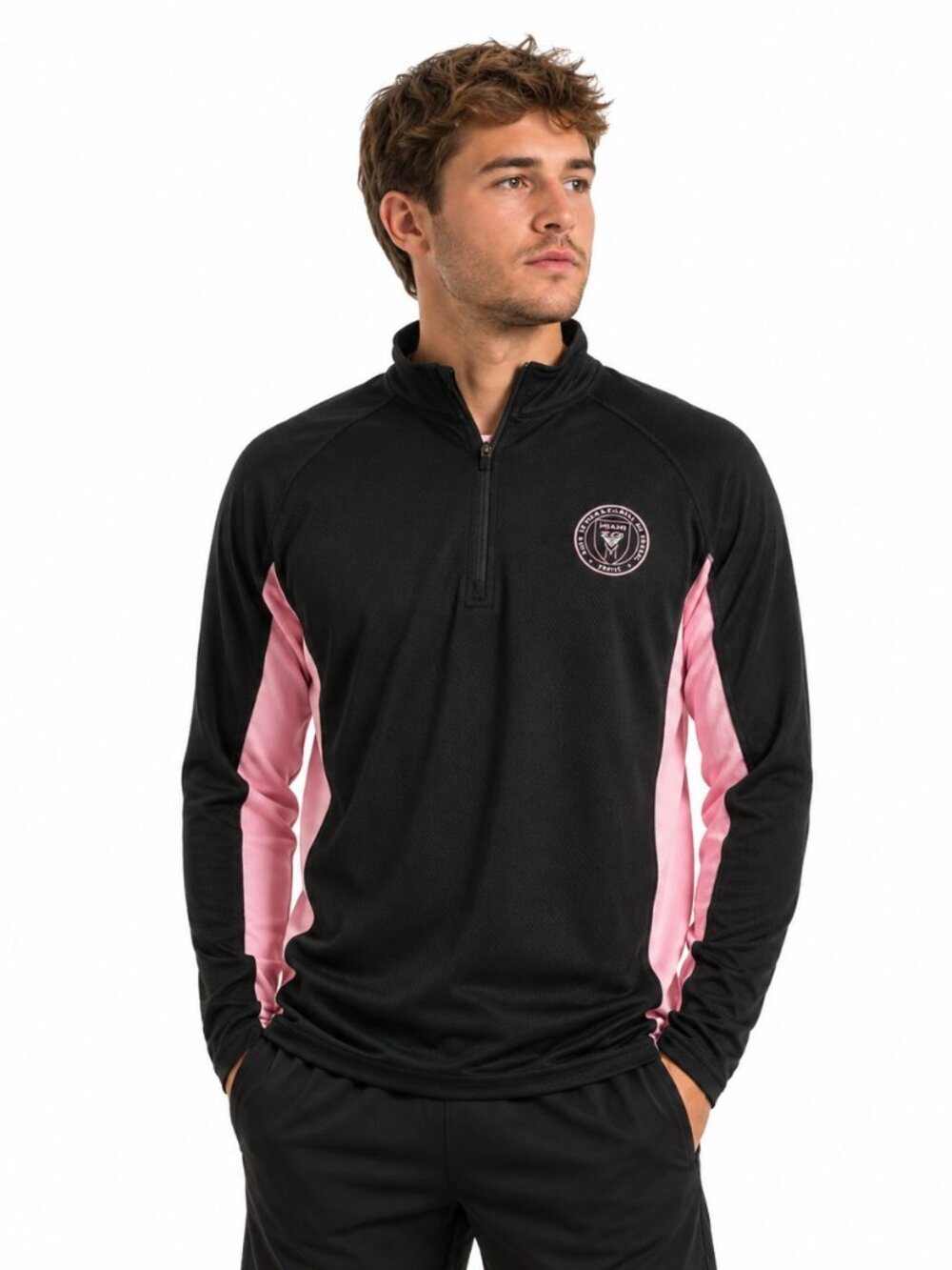 Fanatics Inter Miami CF 1/4 Zip Pullover Black Pink LT Tall Long Sleeve ECO NWT